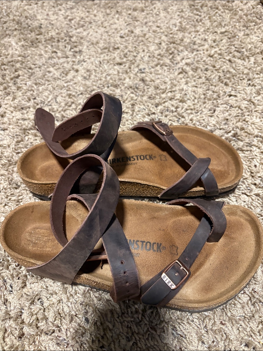 Birkenstock Dark Brown Leather Wrap Sandals 38 - Picture 5 of 6